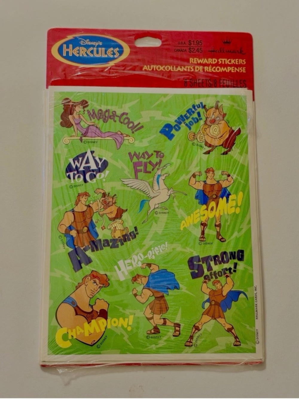 Vintage Disney Hercules Sticker Sheet Scrapbook Planner Craft Stickers Y2K 2000s